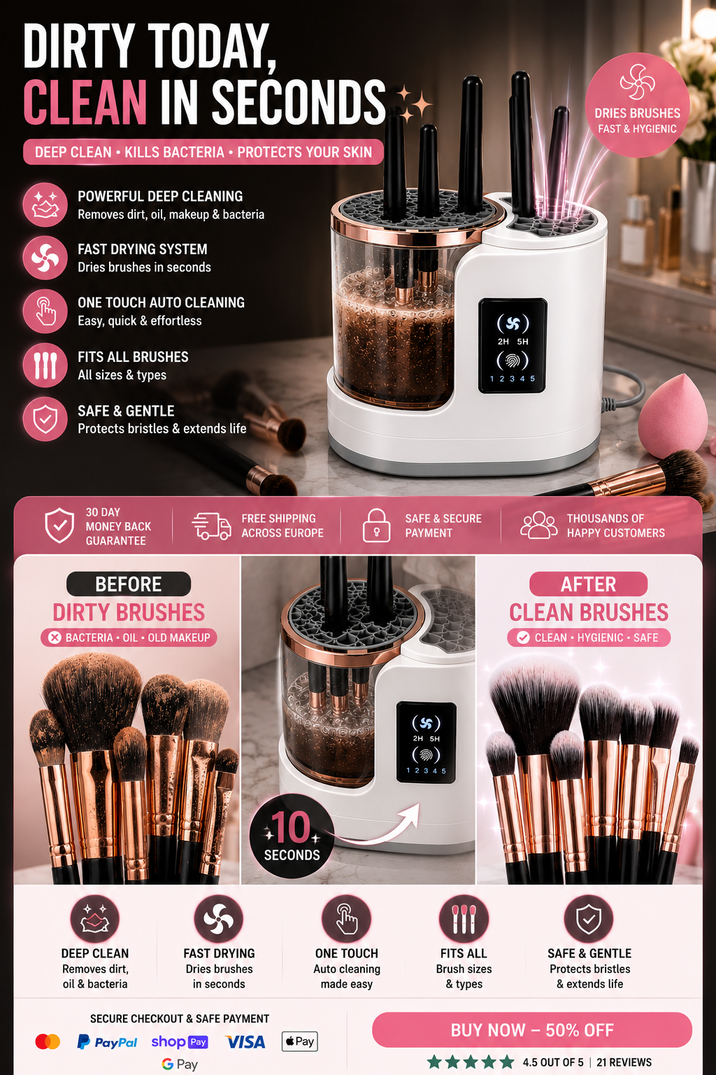 Dirty Makeup Brushes? Clean & Dry Them in Seconds ✨