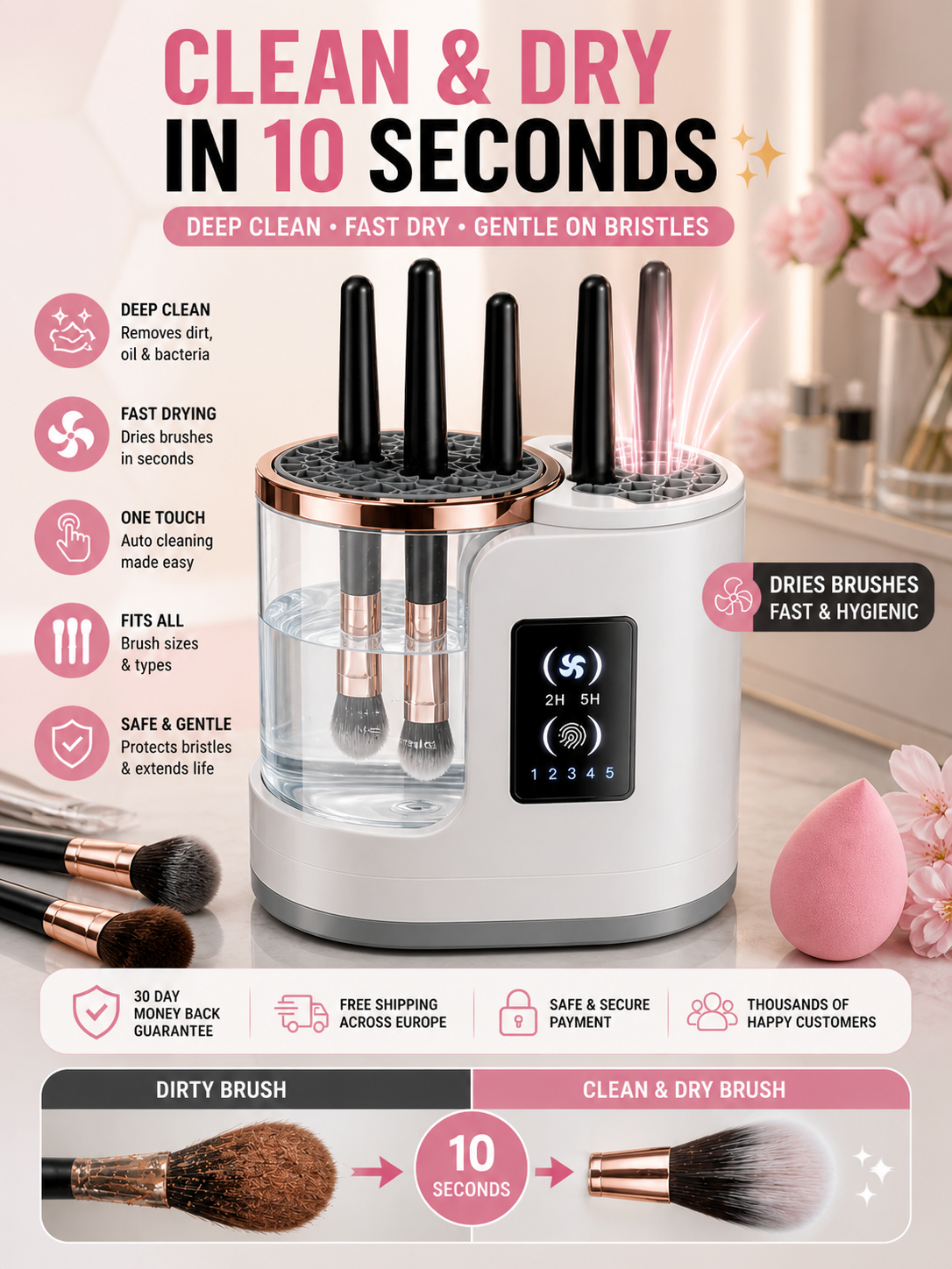 Dirty Makeup Brushes? Clean & Dry Them in Seconds ✨