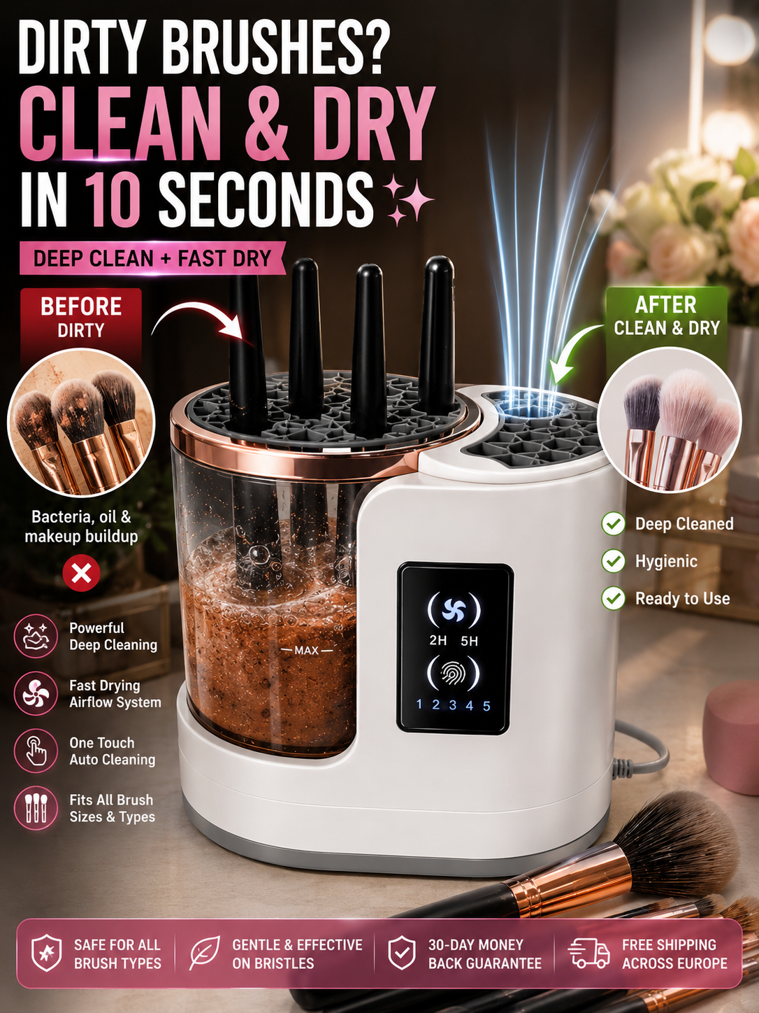 Dirty Makeup Brushes? Clean & Dry Them in Seconds ✨