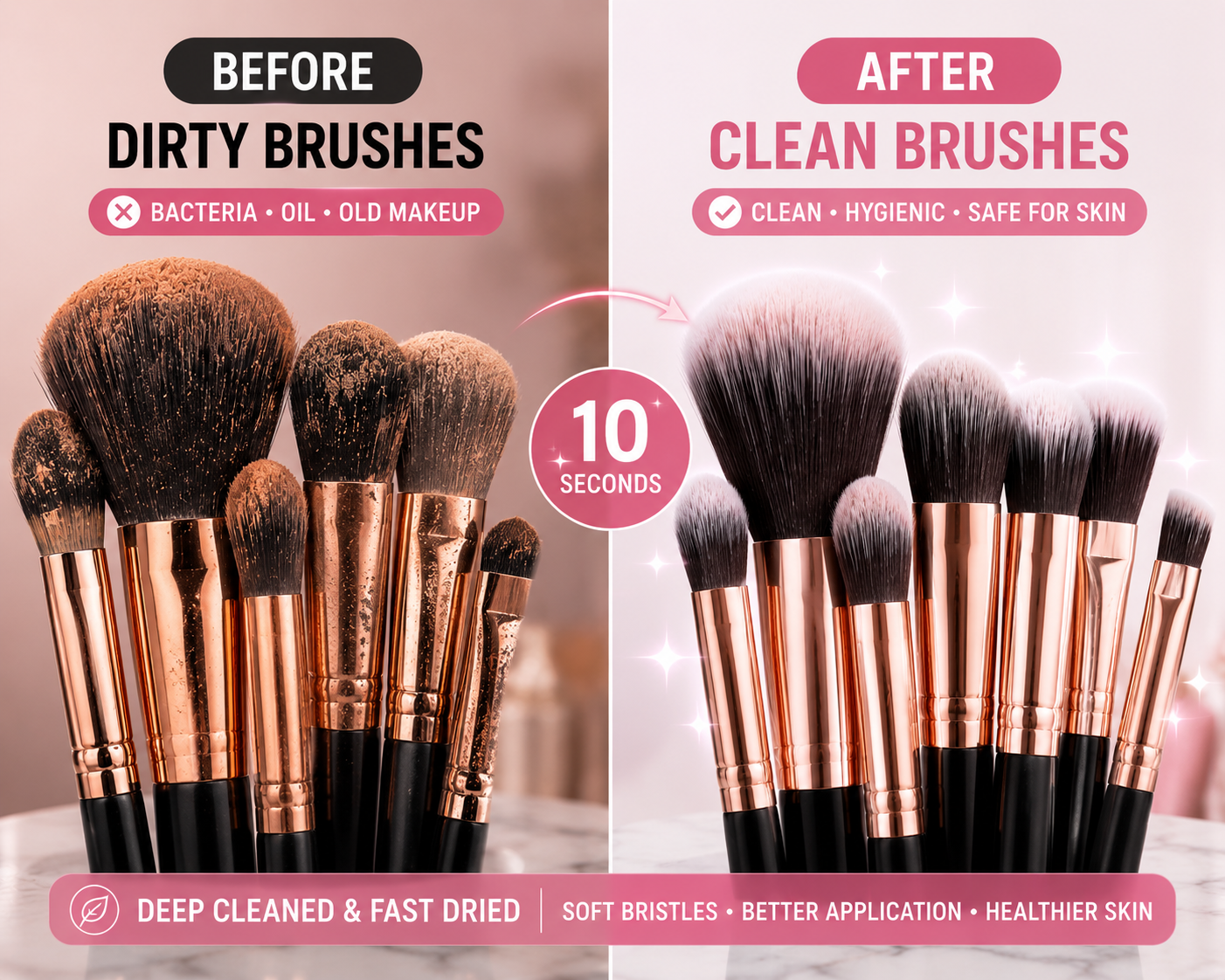 Dirty Makeup Brushes? Clean & Dry Them in Seconds ✨
